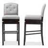 Baxton Studio Ginaro Grey Button-tufted Upholstered Swivel Bar Stool, PK2 122-6752